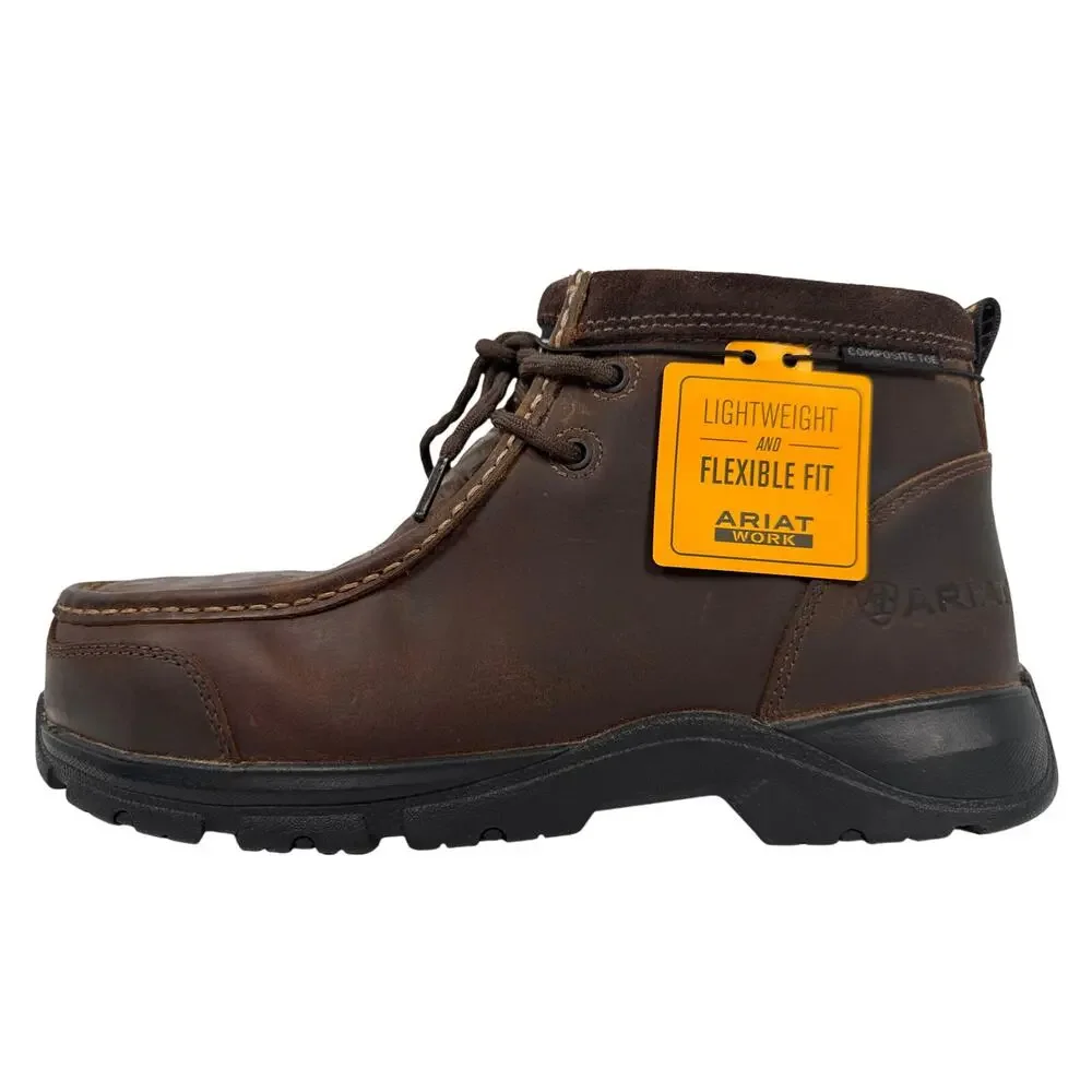 Ariat Chukka Work Boot Comp Toe 7.5 D Brown Leather Croco‎ Pattern